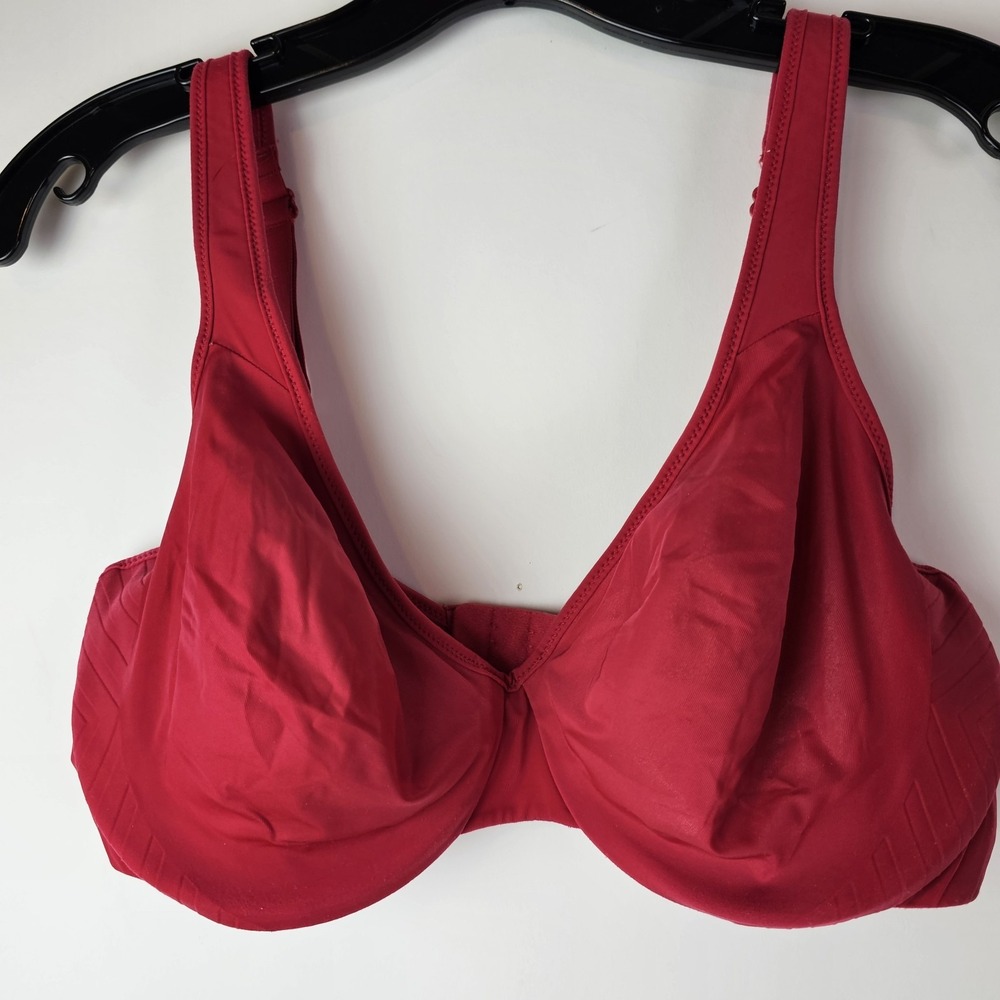 Lilyette Bra Size 36D 0904‎ Red Plunge Into Comfort Keyhole Underwire Minimizer